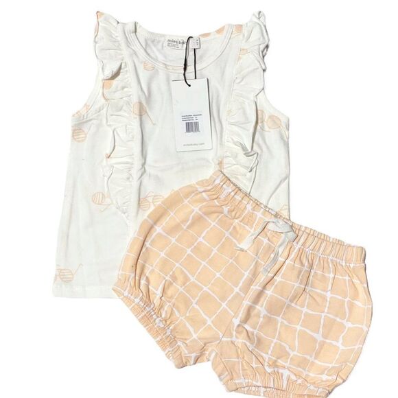Miles The Label Baby 2-Piece Ruffle Tee and Bubble Short Set - Picture 2 of 2